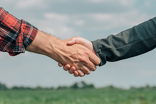 Shaking hands in partnership