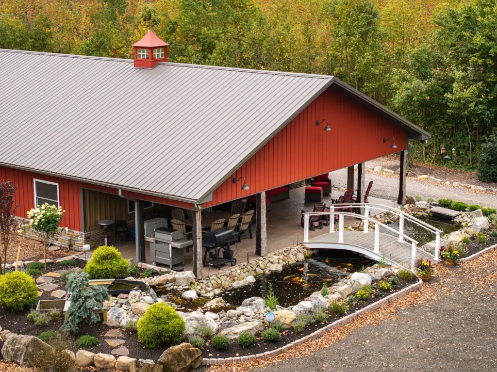 Exterior Patio and Landscaped Water Feature