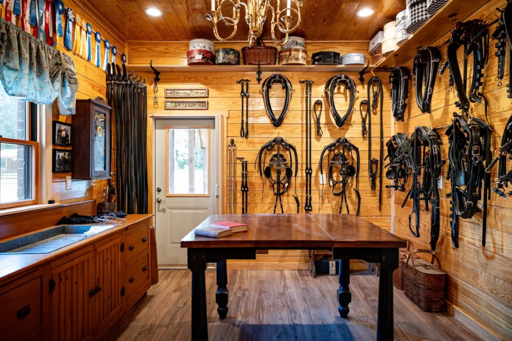 Luxurious Wooden Tack Room Interior